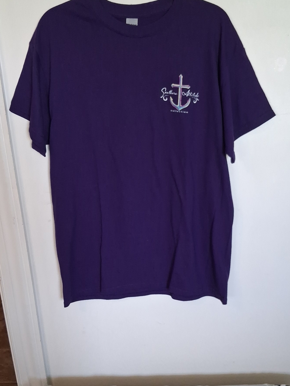 Gildan Purple Short Sleeve Tee with Anchor Chest Graphic